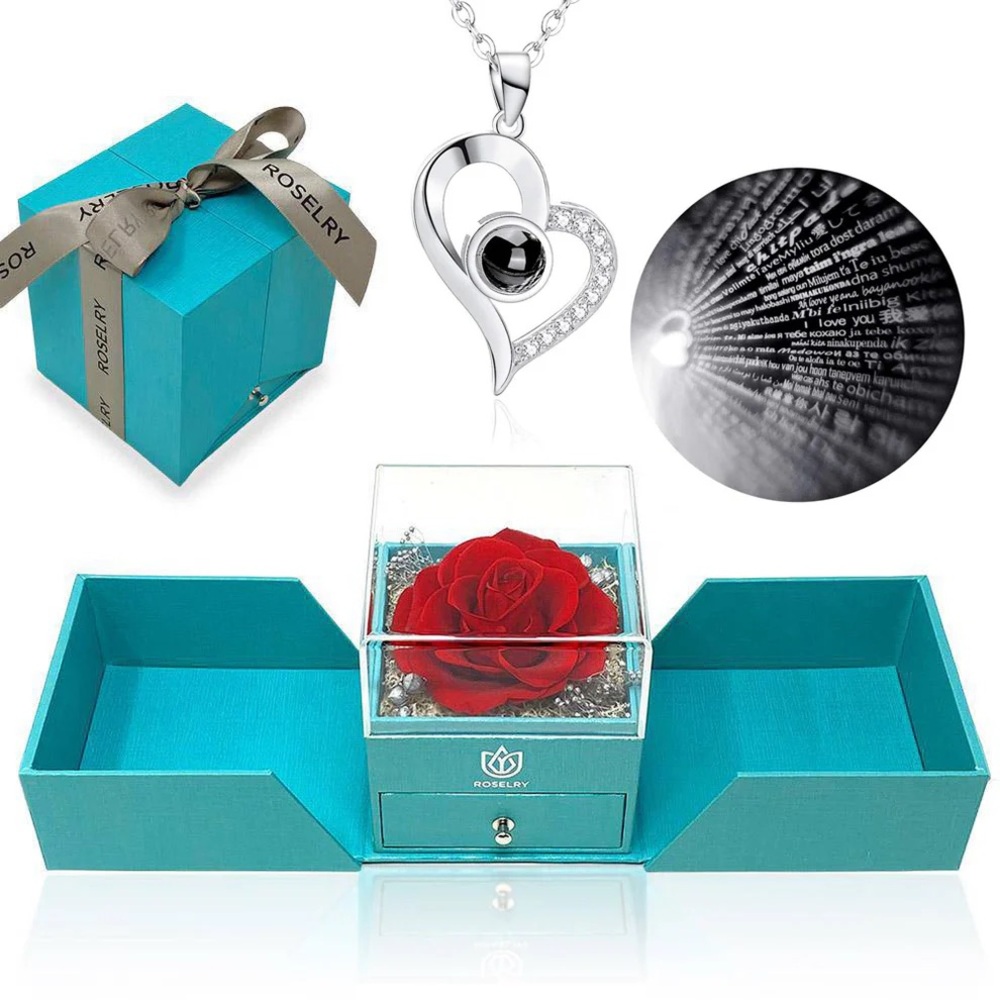 Roselry Gift for Women - Red Rose Gift Box & Necklace NWT